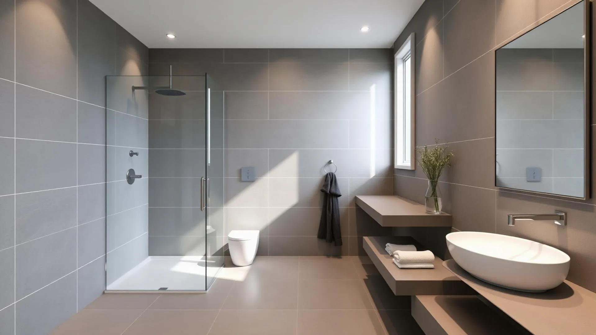 Salle de bain moderne avec carrelage